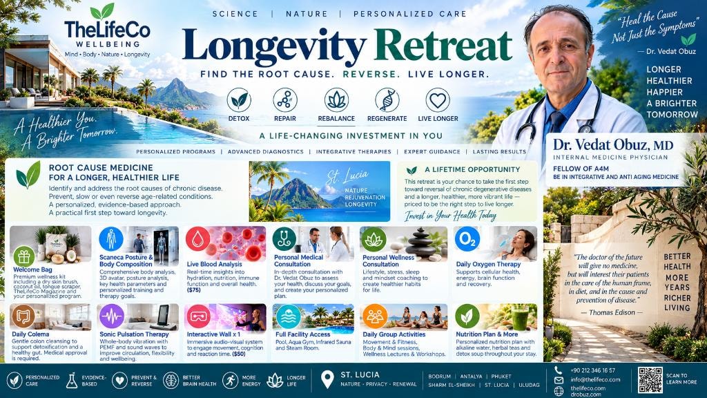 Longevity Retreat flyer — St. Lucia November 2026